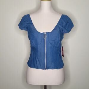 Heart And Moon Blue Tencel Denim Milkmaid Top Cottagecore Countrycore Sz‎ M NWT
